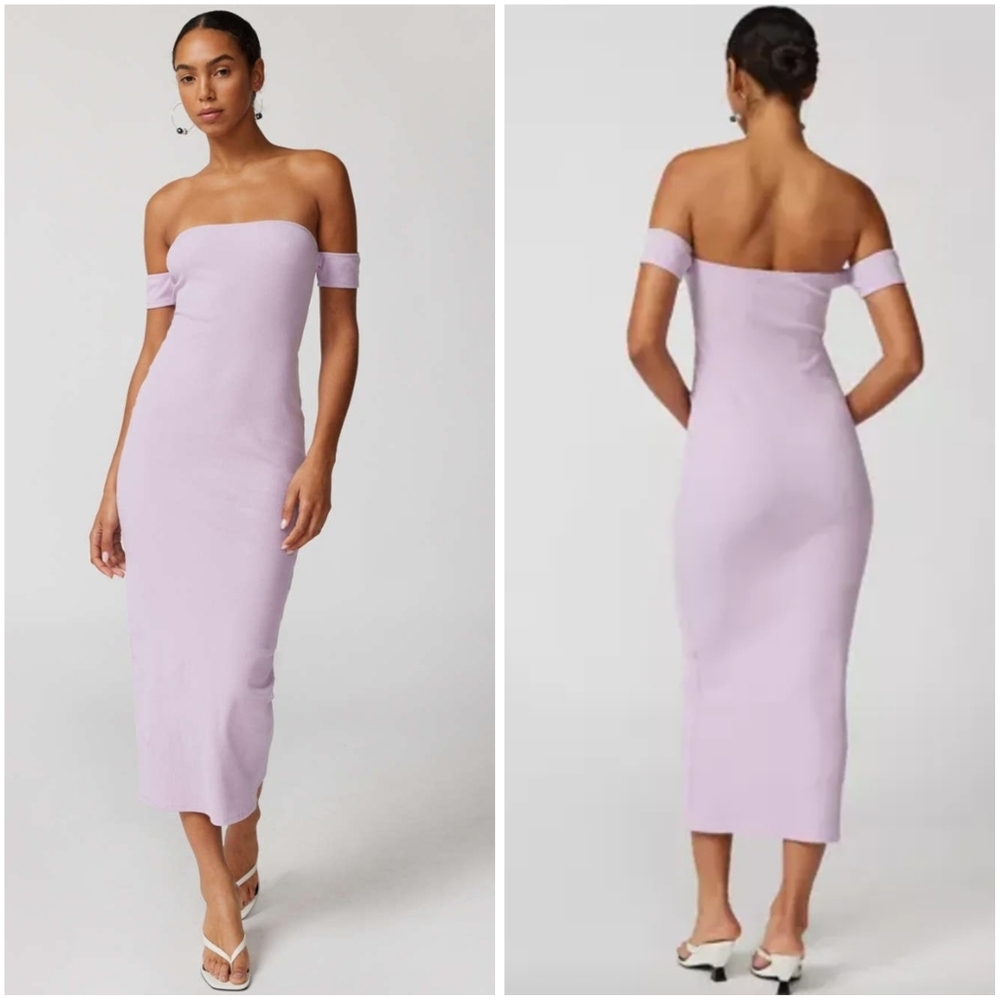 Urban Outfitters Spencer Off The Shoulder Knit Midi Dress Purple Small NWT New